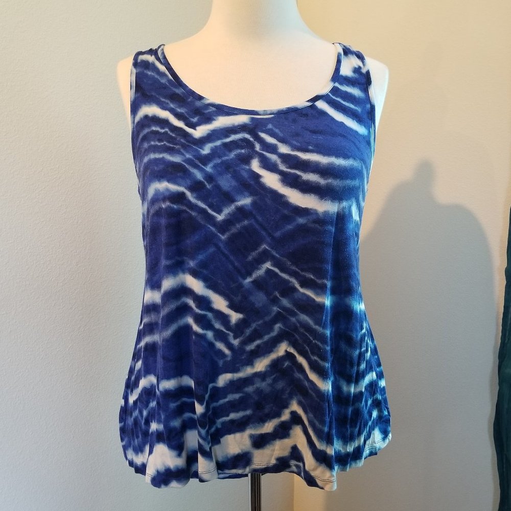 Cynthia Rowley Blue and White Tank Top Plus 1X